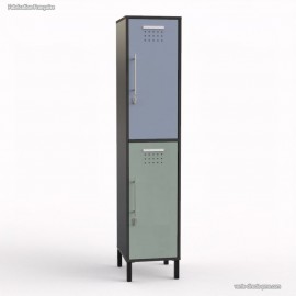 Casier vestiaire monobloc de couleur graphite pour corps de meuble avec deux cases largeur 40 cm dove blue et vert fjord