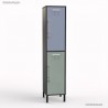 Casier vestiaire monobloc de couleur graphite pour corps de meuble avec deux cases largeur 40 cm dove blue et vert fjord