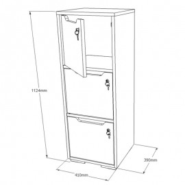 Casier vestiaire bois graphite doté de rangements avec différents casiers en bois pour du rangement d'objets