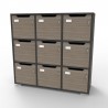 Meuble casier en bois CASEO à 9 cases graphite pour apporter des rangements en casiers fermés par une porte