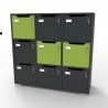 Meuble casier en bois CASEO à 9 cases graphite pour apporter des rangements en casiers fermés par une porte