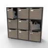 Meuble casier en bois CASEO à 9 cases graphite pour apporter des rangements en casiers fermés par une porte