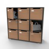 Meuble casier en bois CASEO à 9 cases graphite pour apporter des rangements en casiers fermés par une porte