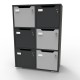 Meuble casier graphite CASEO avec 6 cases qui fonctionne parfaitement pour des entreprises et des espaces de coworking