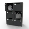 Casier à clé graphite CASEO avec 6 cases qui fonctionne parfaitement pour des entreprises et des espaces de coworking