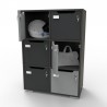 Casier à clé graphite CASEO avec 6 cases qui fonctionne parfaitement pour des entreprises et des espaces de coworking