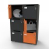 Casier à clé graphite CASEO avec 6 cases qui fonctionne parfaitement pour des entreprises et des espaces de coworking