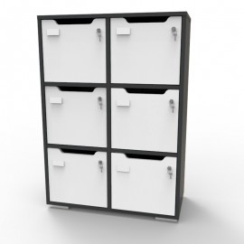 Casier à clé graphite CASEO avec 6 cases qui fonctionne parfaitement pour des entreprises et des espaces de coworking