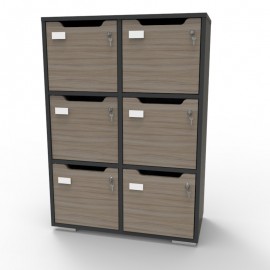 Casier à clé graphite CASEO avec 6 cases qui fonctionne parfaitement pour des entreprises et des espaces de coworking