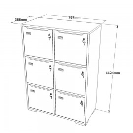 Casier à clé graphite CASEO avec 6 cases qui fonctionne parfaitement pour des entreprises et des espaces de coworking