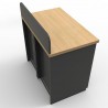 Meuble pour machine à café professionnelle bois graphite-chêne qui dispose d'un dégagement à l'arrière pour passage de fils