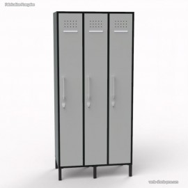 Casier vestiaire professionnel de coloris graphite et 3 portes coloris gris idéal pour industrie propre et bureaux
