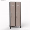 Vestiaire de bureau professionnel  en couleur graphite pour le corps de meuble avec 2 portes en coloris driftwood