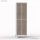 Vestiaire industriel en coloris blanc avec 4 portes en coloris driftwood chacune de largeur 30 cm et hauteur 90 cm