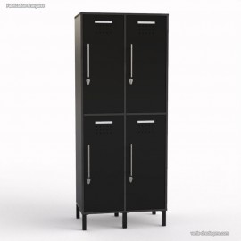 Vestiaire multicases en bois corps graphite avec 4 portes coloris noir fabriqué en france et livré monté