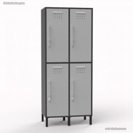 Vestiaire multicases en bois meuble graphite avec 4 portes coloris gris en largeur de 40 cm