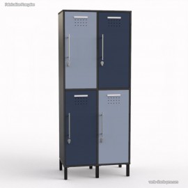 Vestiaire multicases en bois couleur corps graphite et multi-couleur vertical dove blue et bleu cosmique