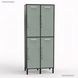 Vestiaire multicases en bois 4 portes en coloris vert fjord dont le corps de meuble est en graphite