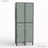 Vestiaire multicases en bois 4 portes en coloris vert fjord dont le corps de meuble est en graphite