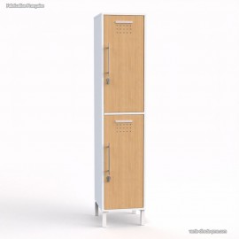 Vestiaire multicases corps blanc et 2 portes coloris chêne en largeur de case 40 cm