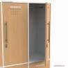 Vestiaire multicases avec les 2 portes coloris chêne et corps de meuble en blanc pour bureau et industrie