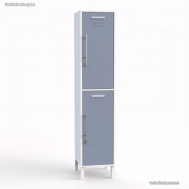 Vestiaire multicases meuble blanc largeur 40 cm et 2 portes coloris dove blue