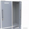 Vestiaire multicases dont le corps de meuble est blanc aux 2 portes en façade coloris dove blue