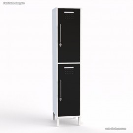 Vestiaire multicases blanc avec 2 portes coloris noir toutes deux de largeur 40 cm et hauteur 90 cm