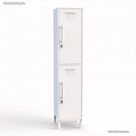 Vestiaire multicases entièrement blanc corps de meuble et les 2 portes fabriqué en france et livré monté