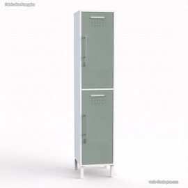 Vestiaire multicases coloris blanc largeur 40 cm et hauteur 90 cm des 2 portes coloris vert fjord