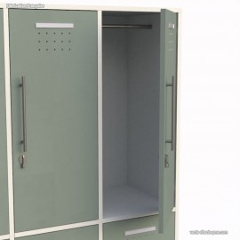 Vestiaire multicases avec 2 portes aux coloris vert fjord et corps de meuble en couleur blanc