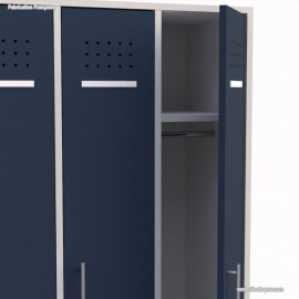 Vestiaire industriel en coloris blanc fabriqué en france avec 2 portes casier coloris bleu cosmique