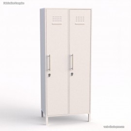 Vestiaire industriel blanc comme corps de meuble avec des cases en largeur 40 cm et en coloris blanc