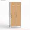 Vestiaire industriel corps blanc et 2 portes coloris chêne en largeur 40 cm et hauteur 180 cm