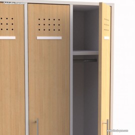 Vestiaire industriel fabriqué en france en blanc et 2 portes casier coloris chêne de qualité professionnelle