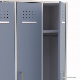 Vestiaire industriel dont les 2 portes sont en coloris dove blue de largeur 40 cm et hauteur 180 cm 	