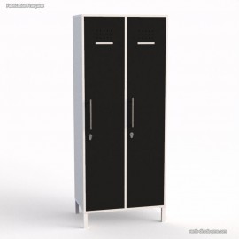 Vestiaire industriel coloris blanc hauteur 180 cm et largeur 40 cm pour les 2 portes coloris noir
