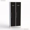 Vestiaire industriel coloris blanc hauteur 180 cm et largeur 40 cm pour les 2 portes coloris noir