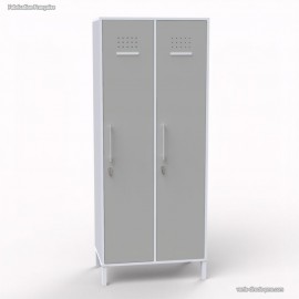 Vestiaire industriel de coloris blanc et 2 portes coloris gris en largeur 40 cm et hauteur 180 cm
