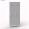 Vestiaire industriel de coloris blanc et 2 portes coloris gris en largeur 40 cm et hauteur 180 cm