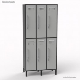 Vestiaire industriel en bois en couleur graphite largeur 30 cm et hauteur 90 cm 6 portes coloris gris