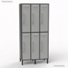 Vestiaire industriel en bois en couleur graphite largeur 30 cm et hauteur 90 cm 6 portes coloris gris