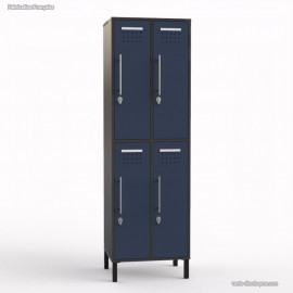Vestiaire industriel corps graphite largeur 30 cm et hauteur 90 cm pour les 4 portes coloris bleu cosmique