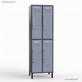 Vestiaire industriel de couleur graphite pour corps de meuble comportant 4 portes coloris dove blue