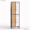 Vestiaire industriel en graphite largeur 30 cm et hauteur 90 cm pour les 4 portes multi-couleur chêne et blanc