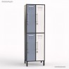 Vestiaire industriel avec un corps de meuble en graphite et 4 portes de largeur 30 cm multi-couleur dove blue et blanc