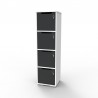 Casier rangement bois en graphite et corps de meuble blanc CASEO à 4 cases, casier bois de qualité professionnelle