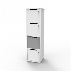 Casier rangement bois gris et coloris de corps de meuble en blanc de la gamme CASEO en format 4 cases pour CHR