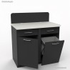Meuble café graphite et blanc comportant une poubelle basculante pour optimiser l'espace de rangement 