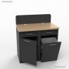 Meuble café corps de meuble graphite et dont le plan de travail est en bois de chêne avec poubelle basculante 